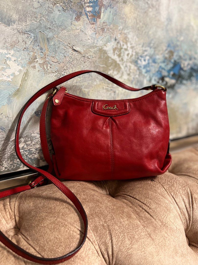 COACH Ashley Red Leather Crossbody Shoulder Purse Bag