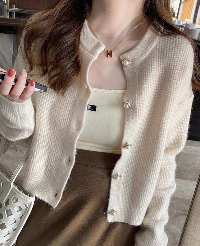 Cream white beige outerwear / knitted cardigan/ sweater/ jacket, Women's  Fashion, Coats, Jackets and Outerwear on Carousell