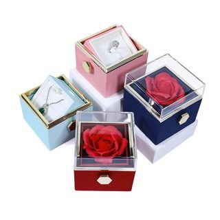 Creative Rotatable Preserved Flower Jewellery Box Hidden Ring Preserved Rose Jewel Box Gift Box Storage Organiser