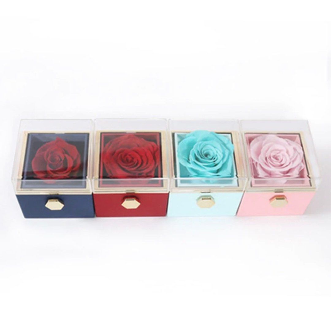 Creative Rotatable Preserved Flower Jewellery Box Hidden Ring Preserved
