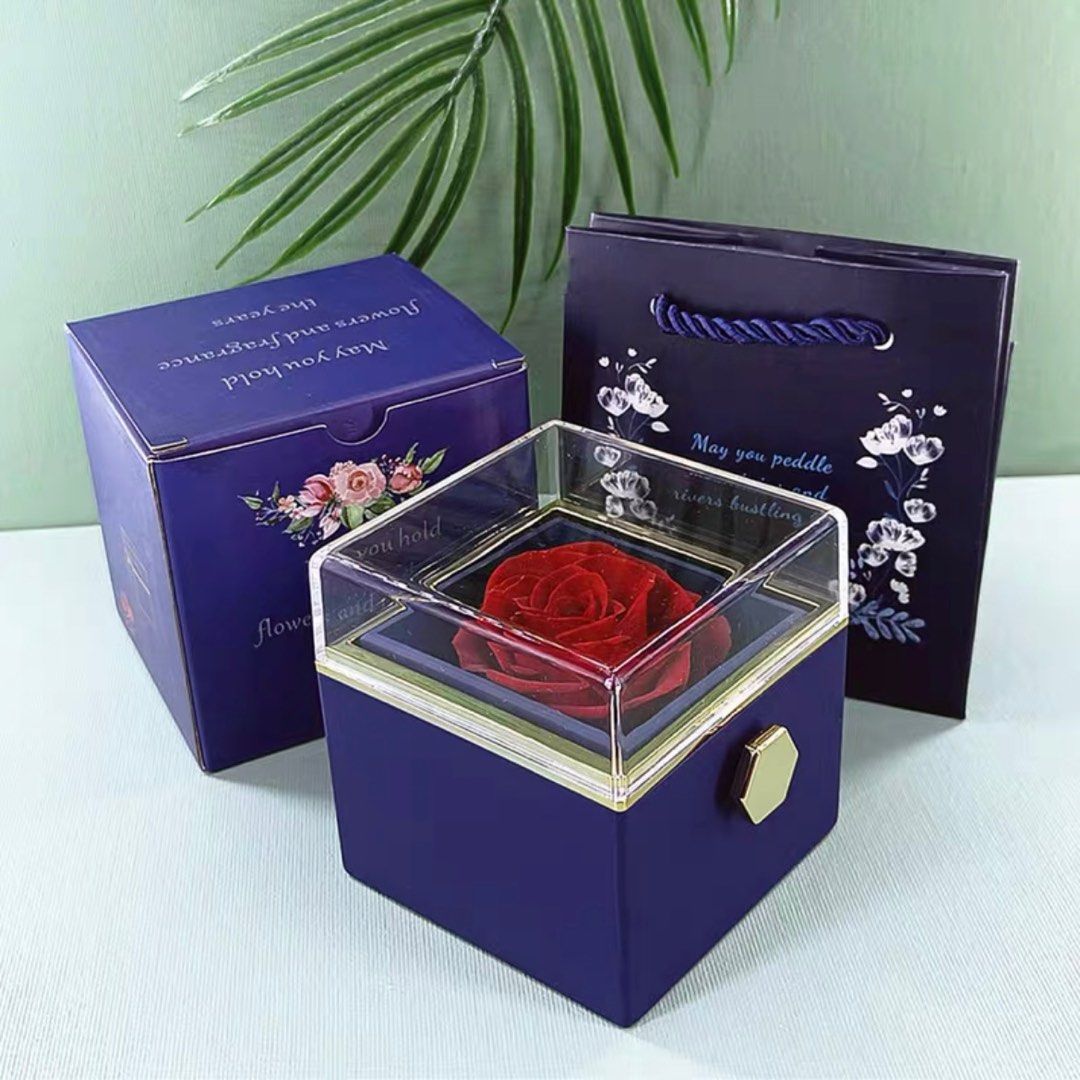 Creative Rotatable Preserved Flower Jewellery Box Hidden Ring Preserved