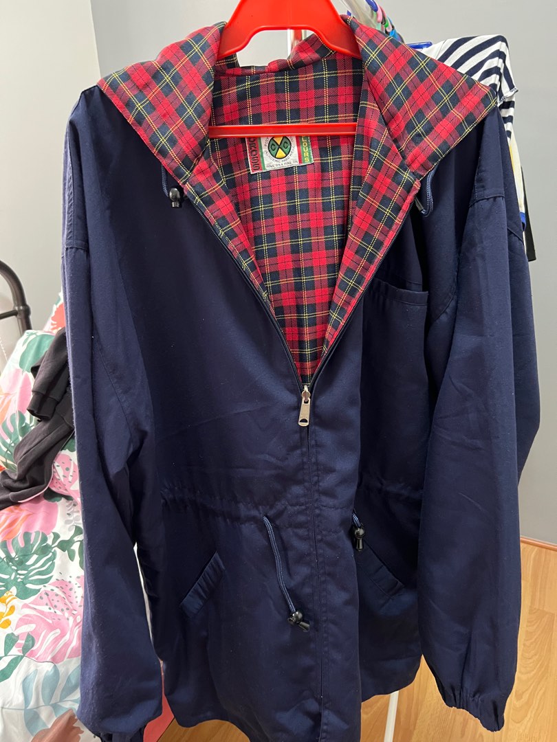 [CROSS COLOURS] Navy Blue/Checkered Jacket, Men's Fashion, Coats
