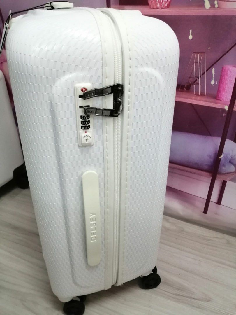 Delsey 24 inch white luggage 62 x 47 x 27cm