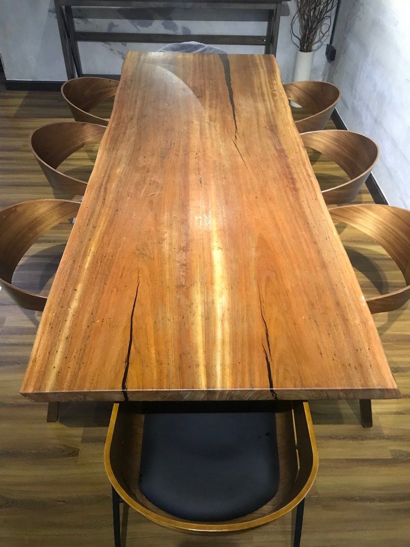 Dining Table Solid Timber with 8 Designer Chairs, Furniture & Home