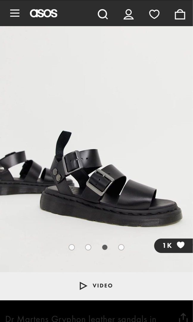 Dr martens gryphon leather sandals in black new arrivals