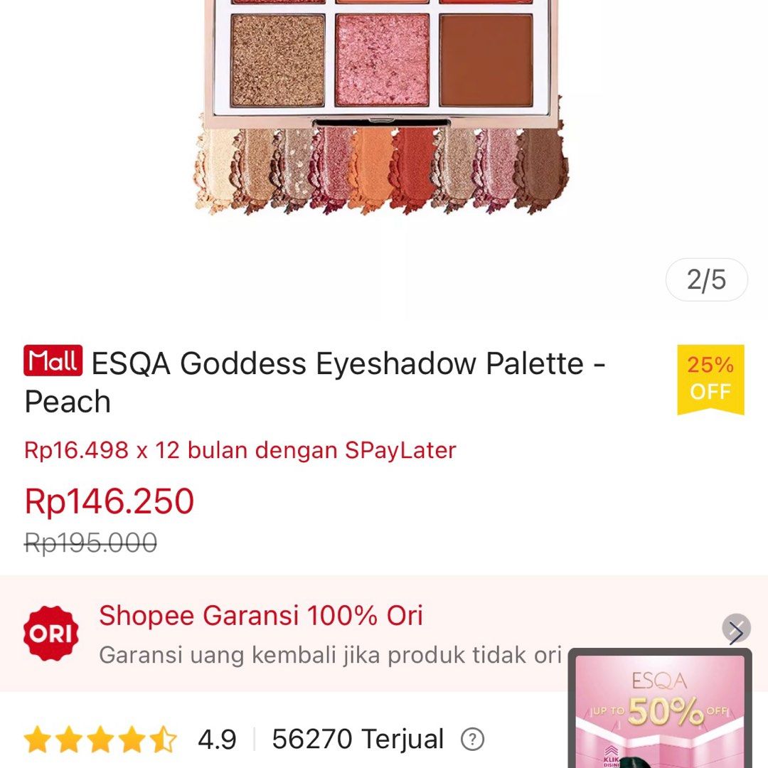ESQA GODDES EYESHADOW PALETTE, Kesehatan & Kecantikan, Rias Wajah di
