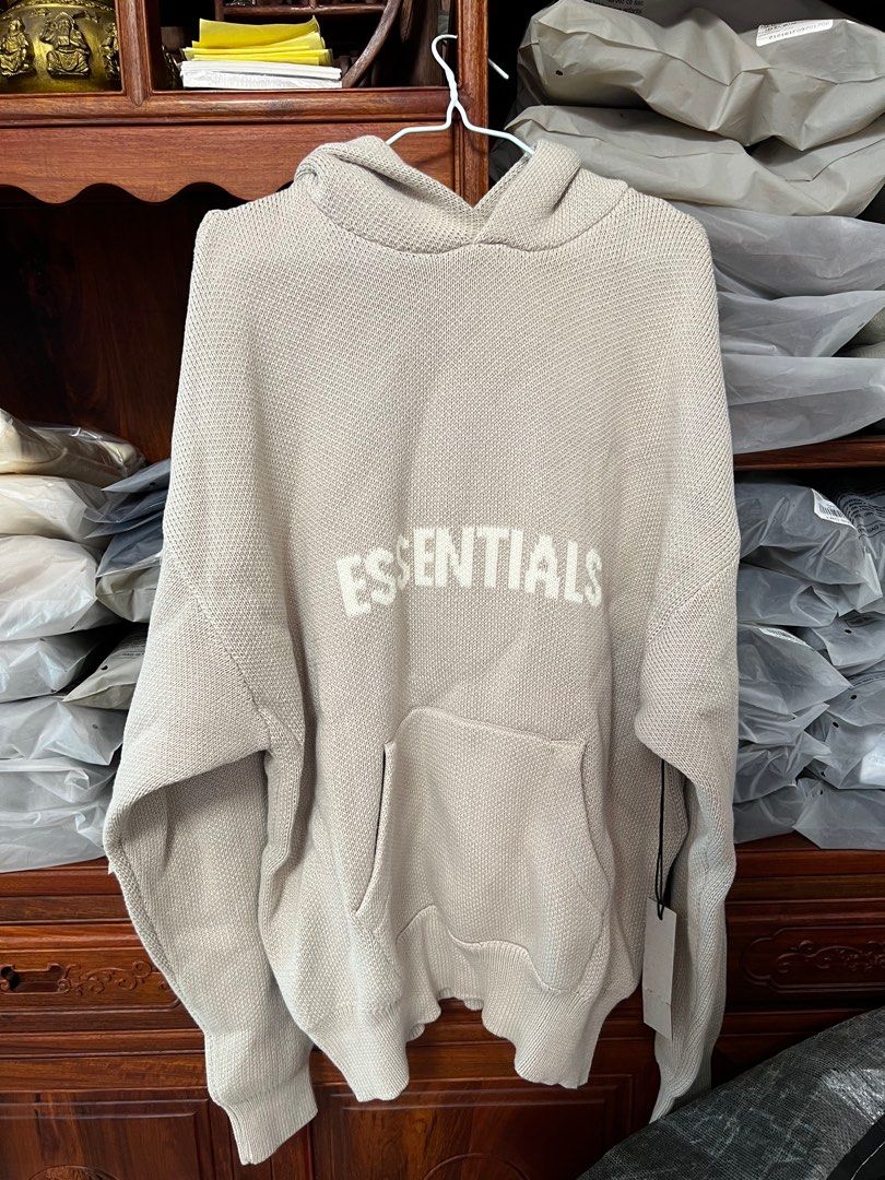 essentials hoodie stone