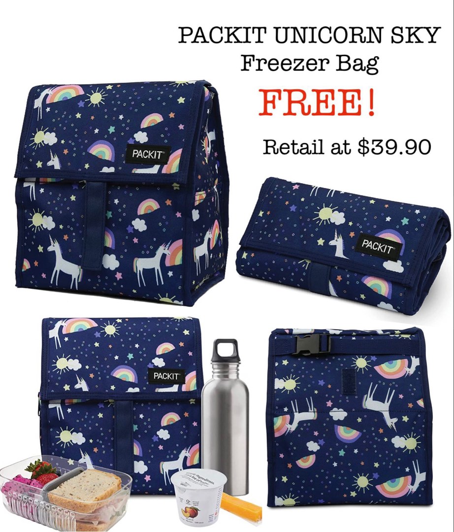 Packit Brand, Unicorn Sky Navy, Freezable, and Reusable Lunch Box 