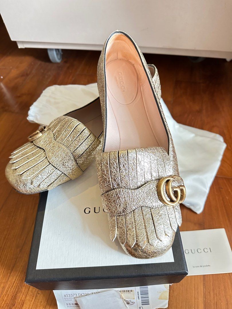 Gold gucci flats outlet