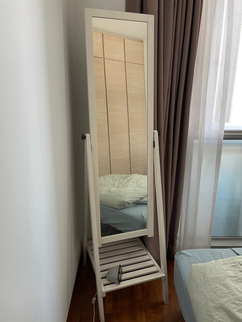 IKEA full length mirror with rack, Furniture & Home Living, Home Decor