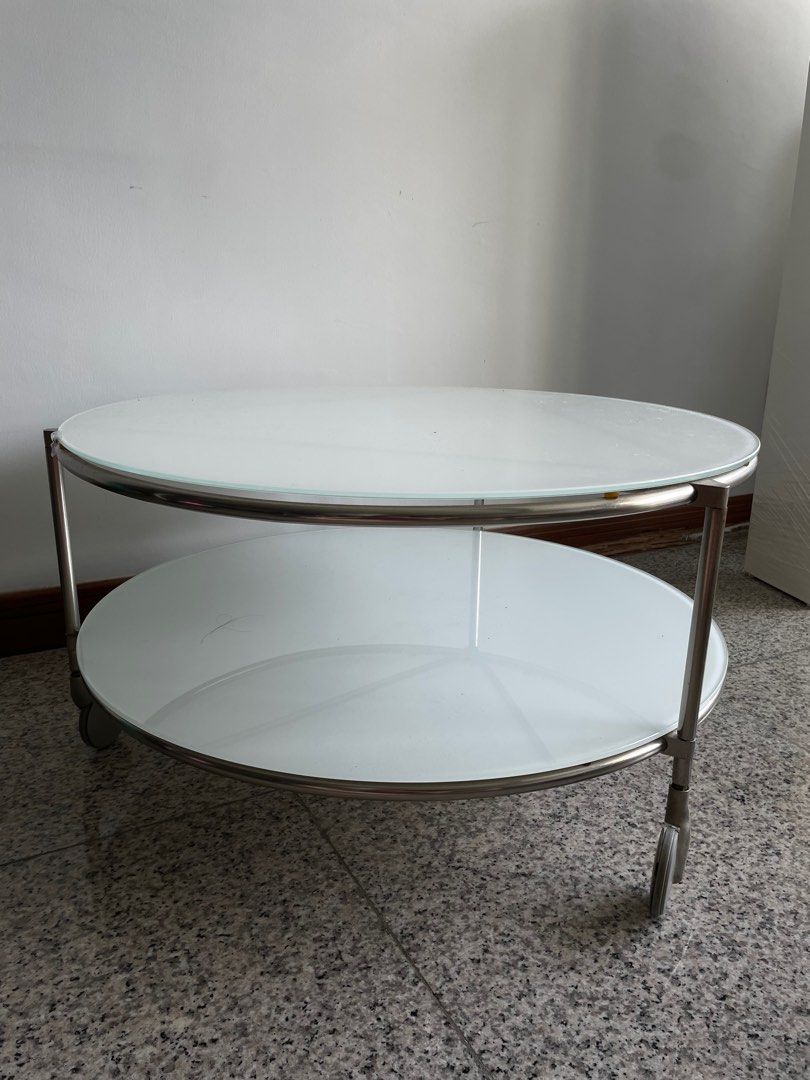 IKEA Glass Coffee Table Wheels, Furniture & Home Living, Furniture