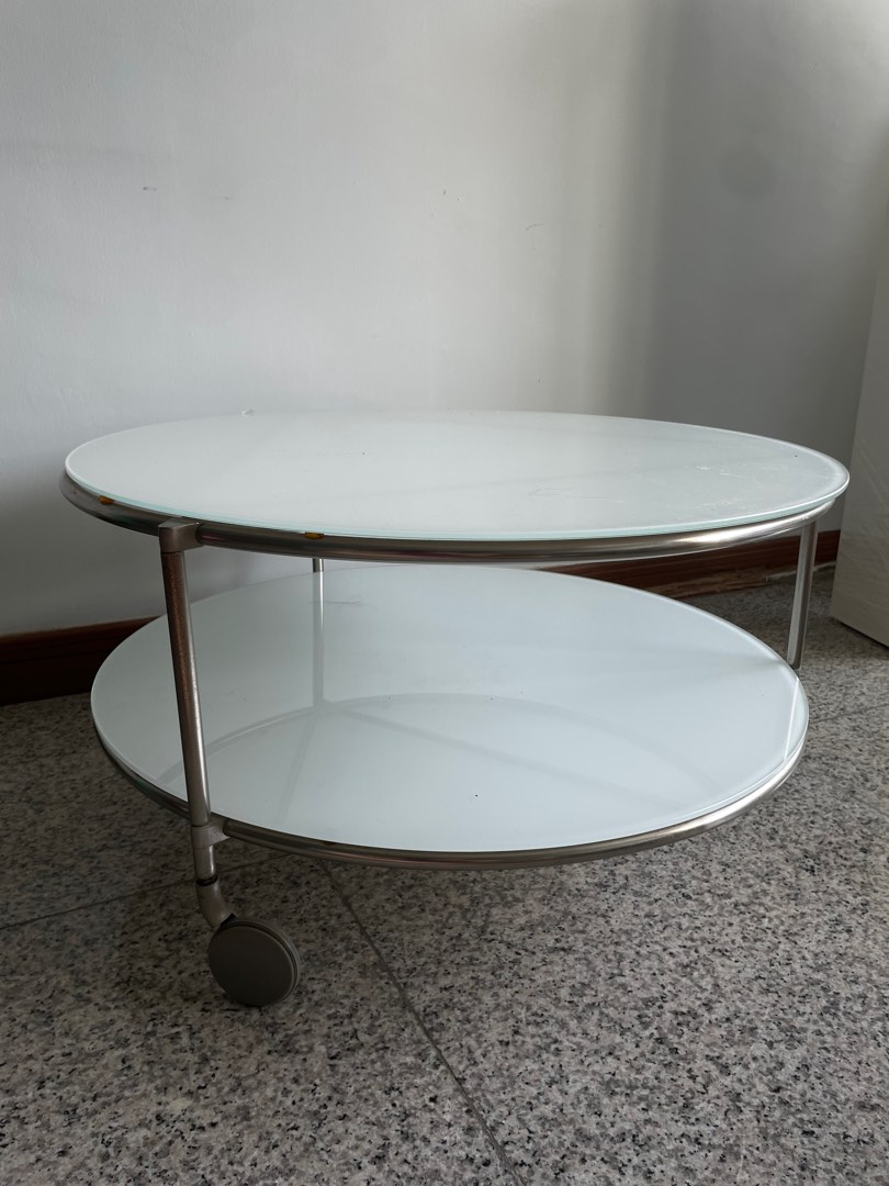 IKEA Glass Coffee Table Wheels, Furniture & Home Living, Furniture