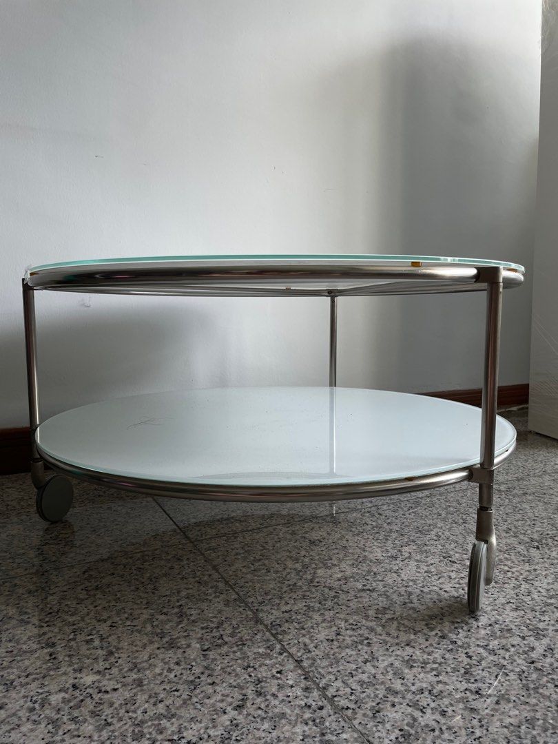 IKEA Glass Coffee Table Wheels, Furniture & Home Living, Furniture