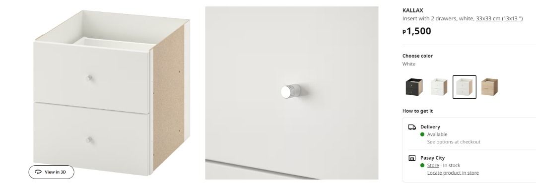 KALLAX Insert with 2 drawers, white, 13x13 - IKEA
