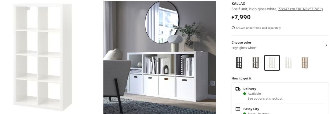 IKEA Kallax Shelf unit, high gloss white, Furniture & Home Living ...