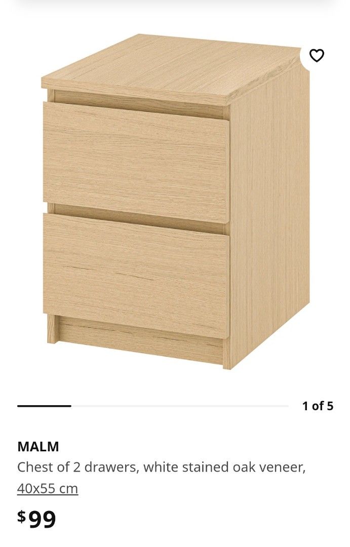 Ikea MALM Bedside Table with Drawers, Furniture & Home Living, Furniture, Shelves,