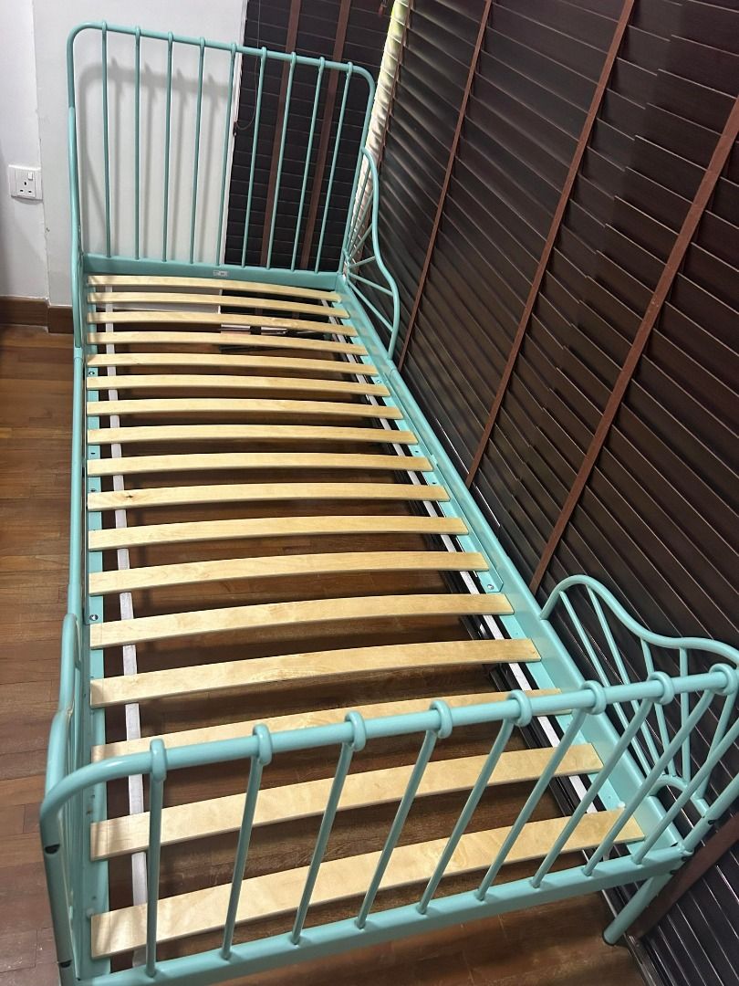 IKEA Minnen Single Adjustable Bed Frame (Green), Furniture & Home