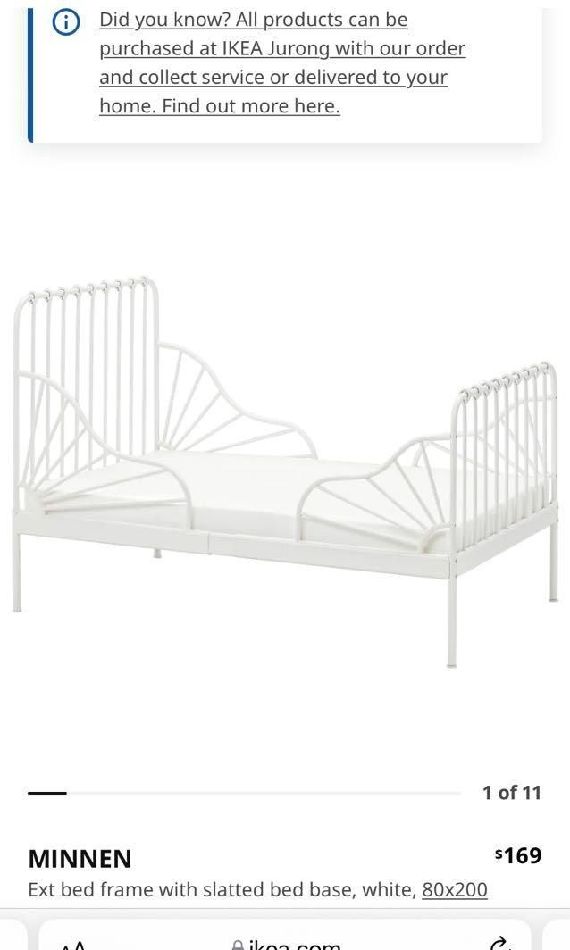 IKEA Minnen Single Adjustable Bed Frame (Green), Furniture & Home