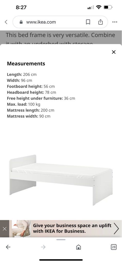 IKEA SLAKT Single Bed with Mattress S69, Furniture & Home Living