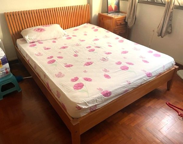 IKEA SOLID WOOD QUEEN SIZE BED FRAME WITH MATTRESS, Furniture & Home ...