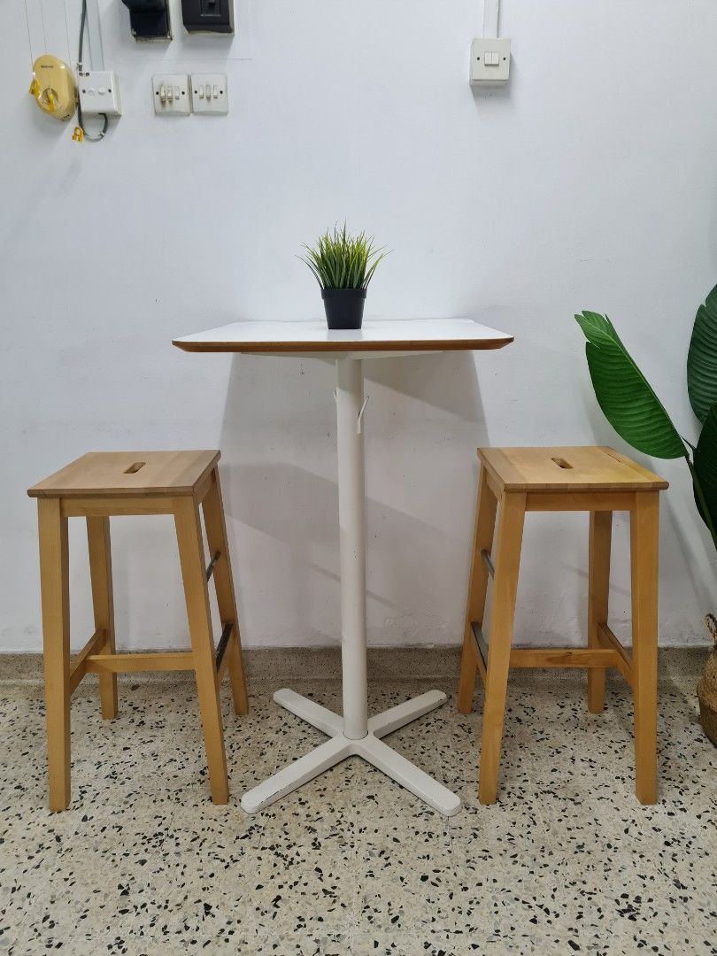 IKEA STENSELE HIGH / BAR TABLE with 2 BAR STOOL, Furniture & Home