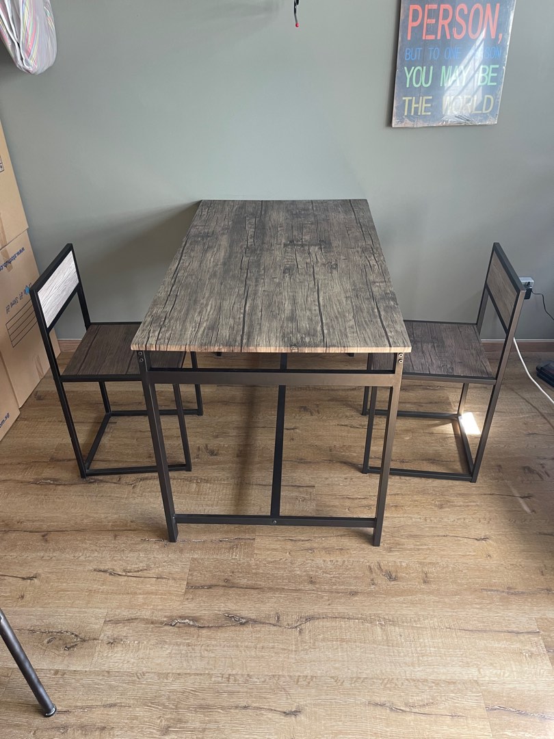 Industrial Table and Chair Set, Furniture & Home Living, Furniture