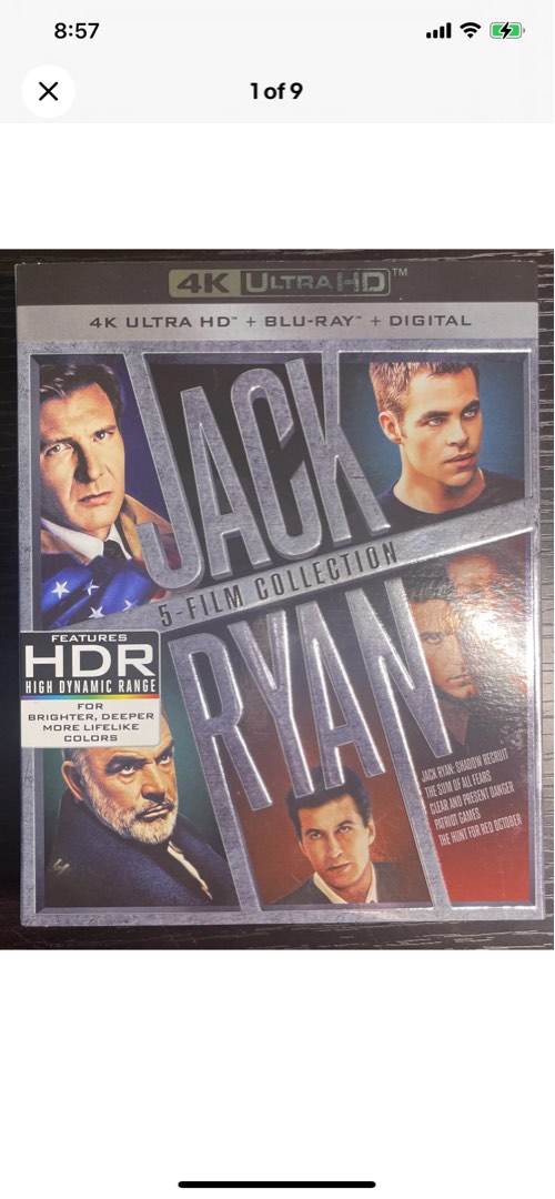 Jack Ryan: 5-Film Collection (4K UHD Blu-ray/Blu-ray,Digital HD) NEW  w/slipcover