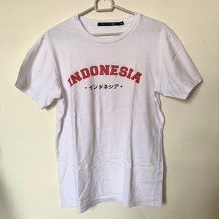 Kaos Indonesia merk Nine Mountains tulisan jepang japanese hiragana katkana T-shirt tee shirt atasan putih white M