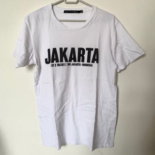 Kaos Jakarta Koordinat merk Nine Mountains coordinate T-shirt tee shirt atasan putih white M
