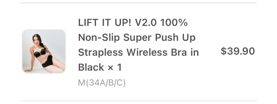 Lift It Up! V2.0 Lace 100% Non-Slip Super Push Up Strapless Wireless B  Tagged 38B/85B