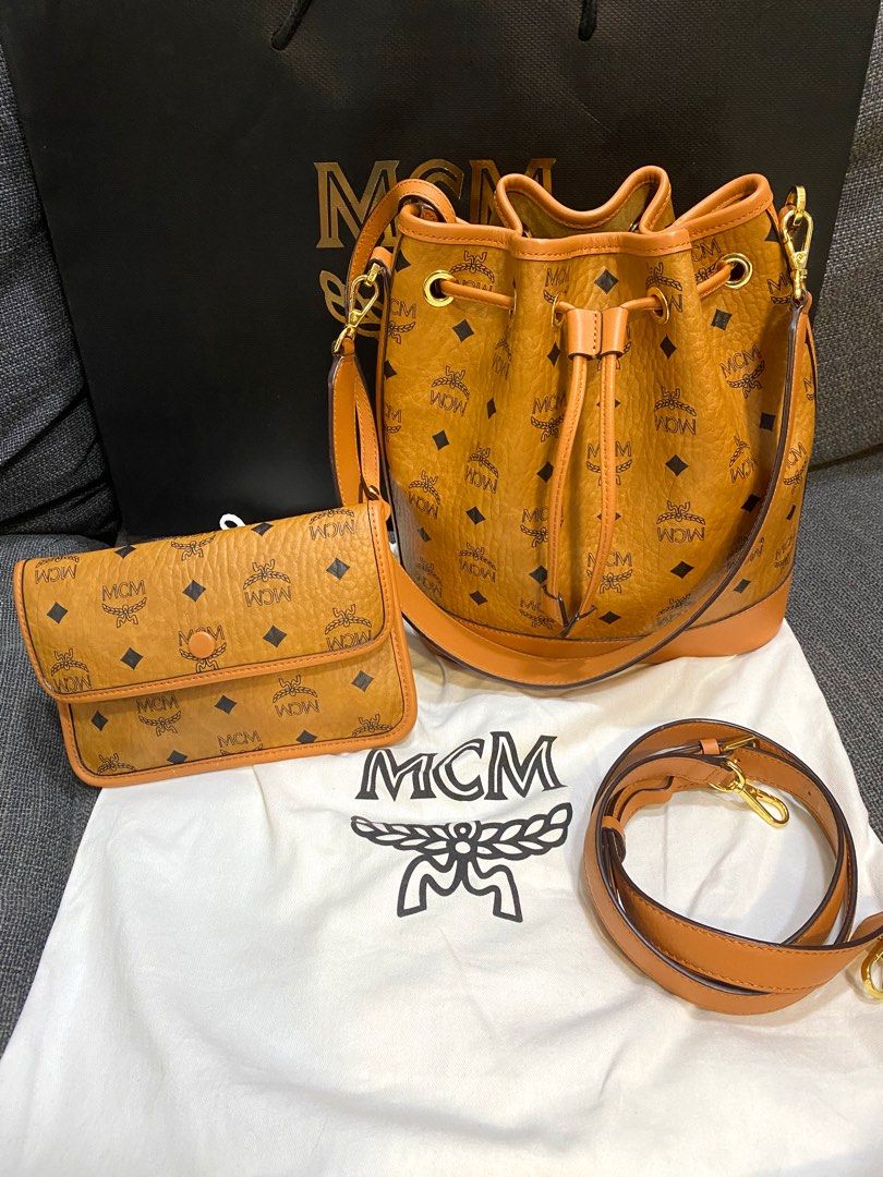 Mcm mini drawstring bag store