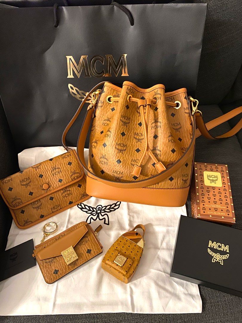 MCM Dessau Drawstring Bag in Visetos Women s Fashion Bags Wallets Cross body Bags on Carousell