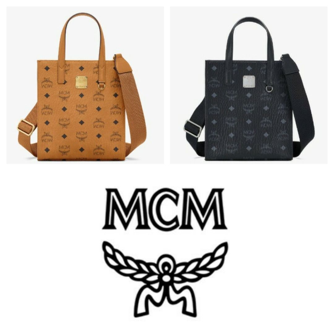 MCM blue visetos tote bag, Luxury, Bags & Wallets on Carousell