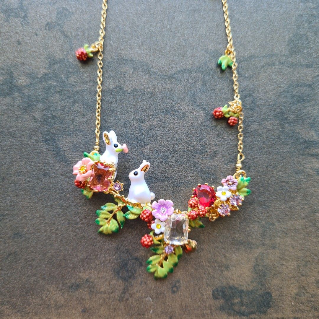 Jewelry Les Nereides Rabbit ENCHANTED ENCOUNTER Bunny On Flowered