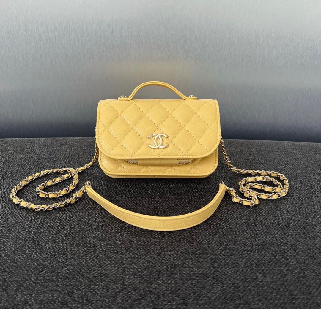 NEW Chanel Business Affinity Wallet on Chain Caviar Yellow Ghw, Luxury, Bags  & Wallets on Carousell