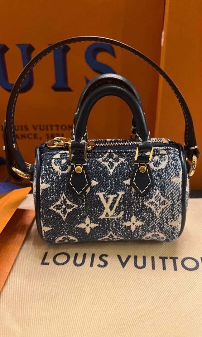 Louis Vuitton Micro Speedy Denim Bag Charm Navy Blue in Denim/Calfskin  Leather with Gold-tone - US