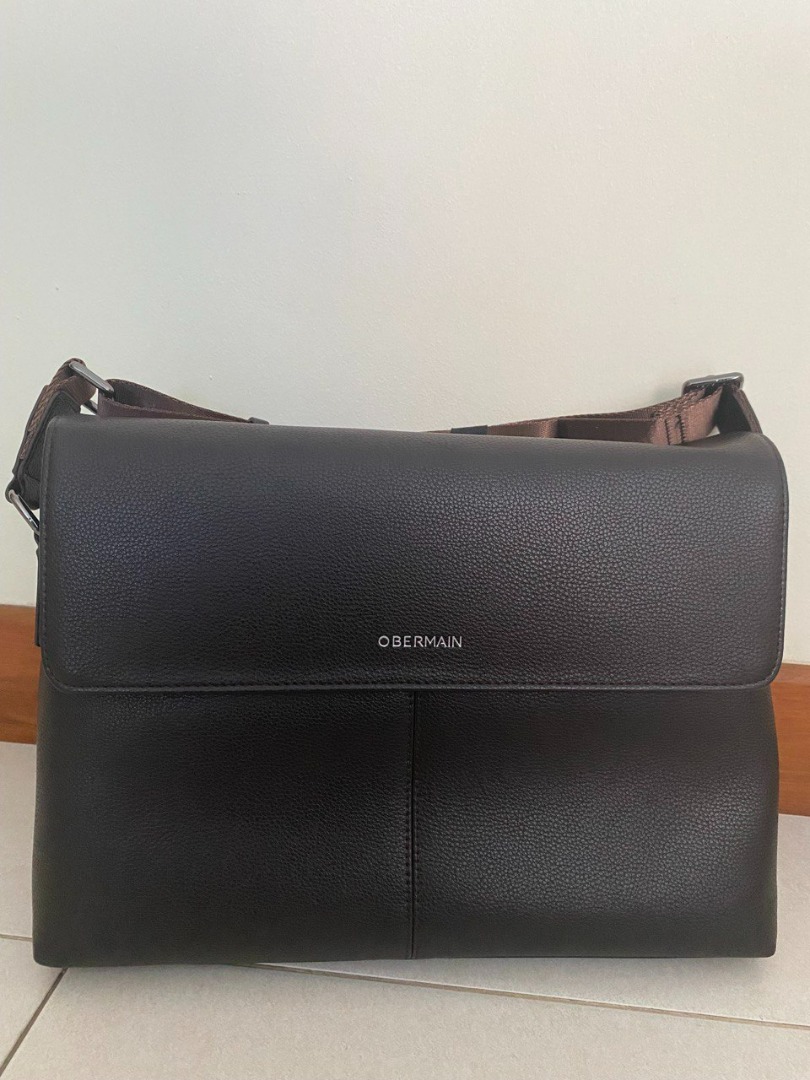 New Obermain Black Brown Work / Laptop Bag - Genuine Leather, Men's ...