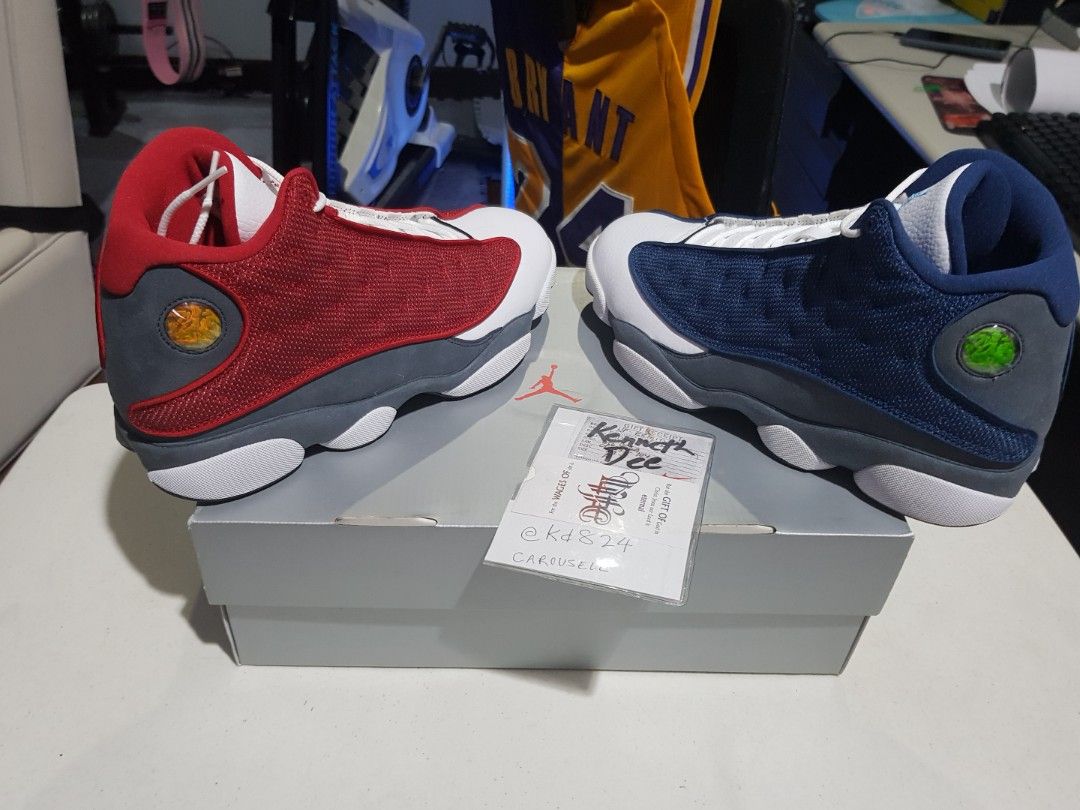 Nike Air Jordan 13 Retro Red and Blue Flint MISMATCHED Sneakers