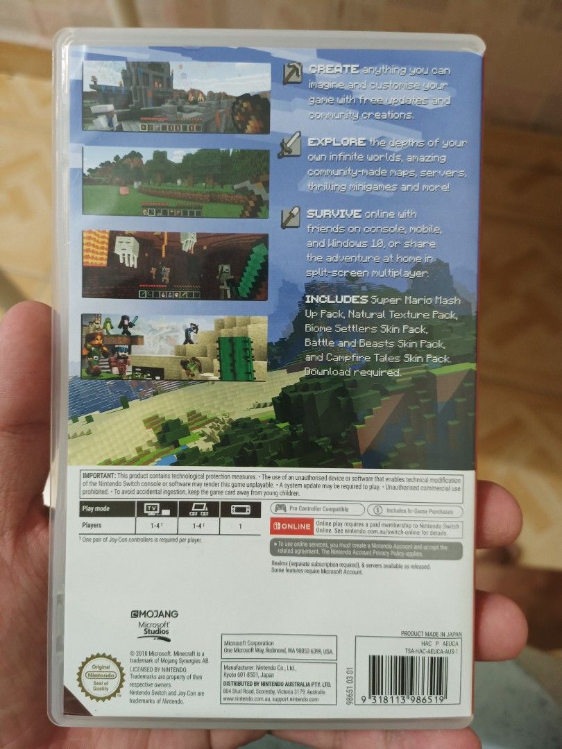 Nintendo switch games card Minecraft, Video Gaming, Video Games