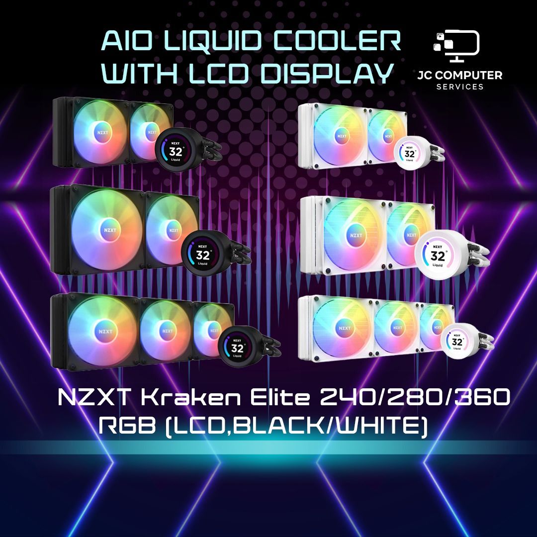 NZXT Kraken ELITE 240/280/360 RGB (LCD, Black/White) AIO CPU Cooler,  Computers & Tech, Parts & Accessories, Computer Parts on Carousell
