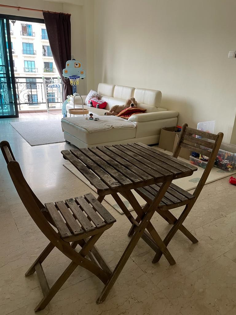 Outdoor table and 2 chairs ikea askholmen, Furniture & Home Living