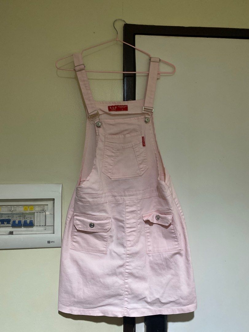 Pink denim jumper skirt shop