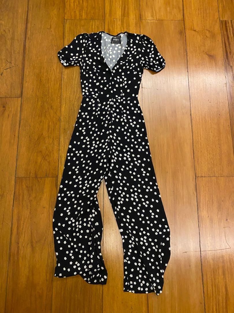 Reformation France black floral jumspuit