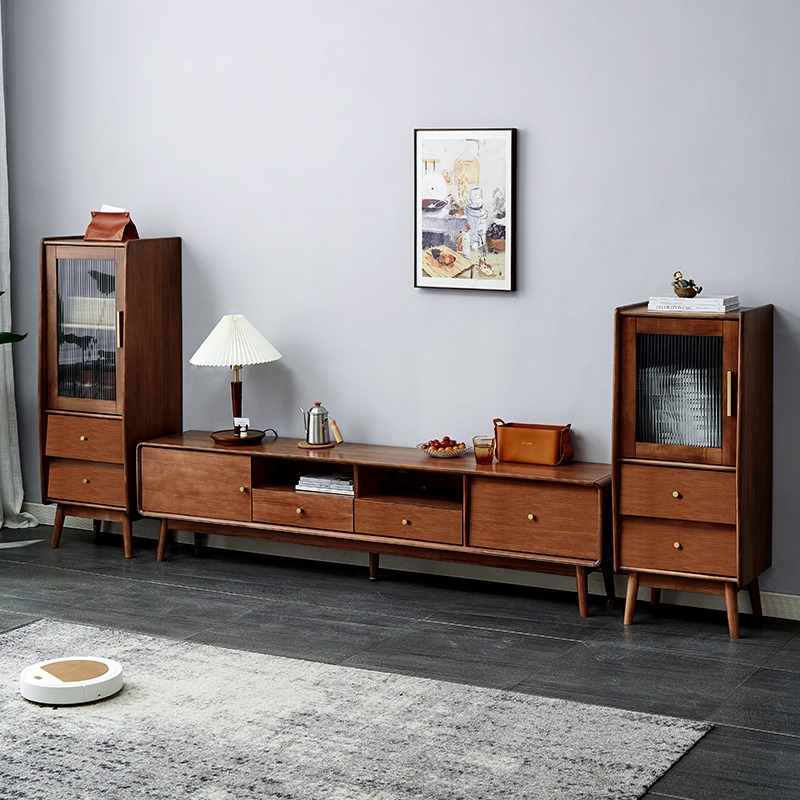 REGINA All Solid Wood TV Console Modern Minimalist. , Furniture