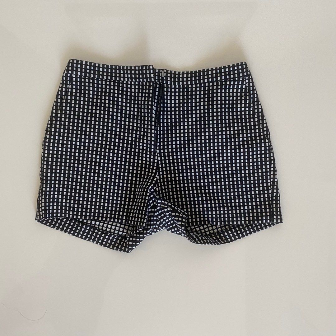 Reiss Black and White Checkered Shorts Women s Fashion Bottoms