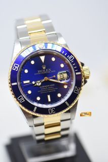 ROLEX OYSTER SUBMARINER 40mm GOLD / STEEL BLUESY TRITIUM DIAL 16613LB (MINT)