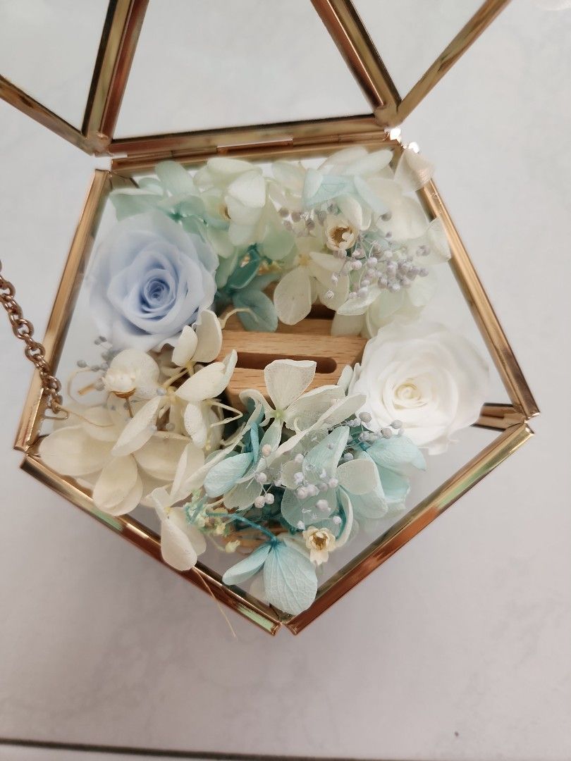 ROM solemnisation wedding dried preserved flowers ring box wedding ring pillow alternative