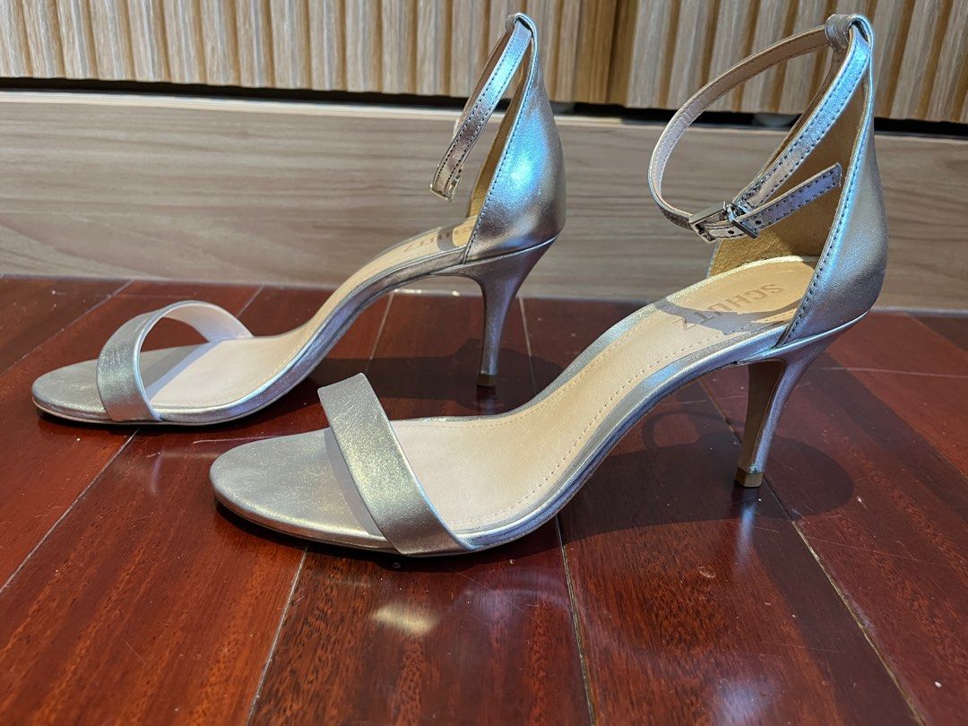Schutz silver minimalist 3 inch wedding heels Women s Fashion