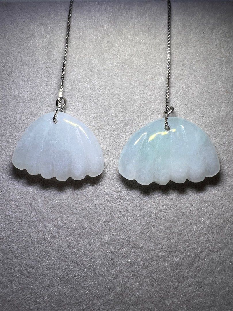 Seashell Hand Carved Jadeite Thread Earrings S925 Women s Fashion