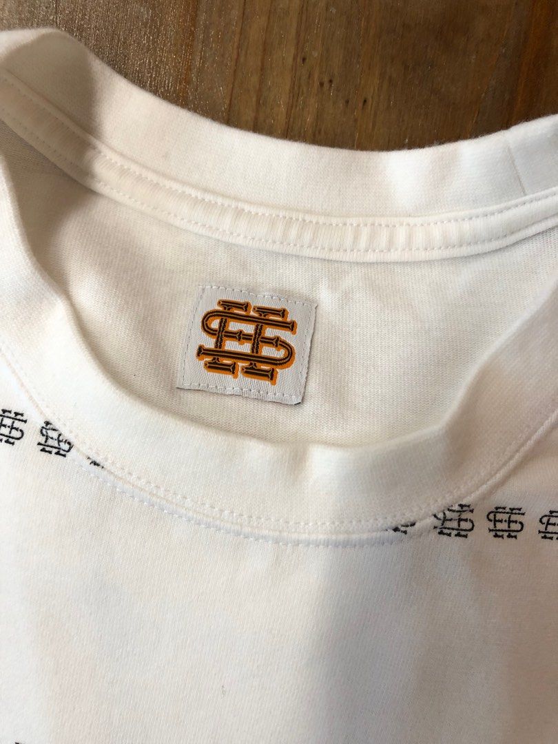 SEE SEE SUPER BIG SS TEE BORDER WHITE 22AW, 男裝, 上身及套裝, T